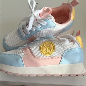 Sam & Libby Pastel Pink, Blue & Yellow Kids Lace-Up Sneakers
